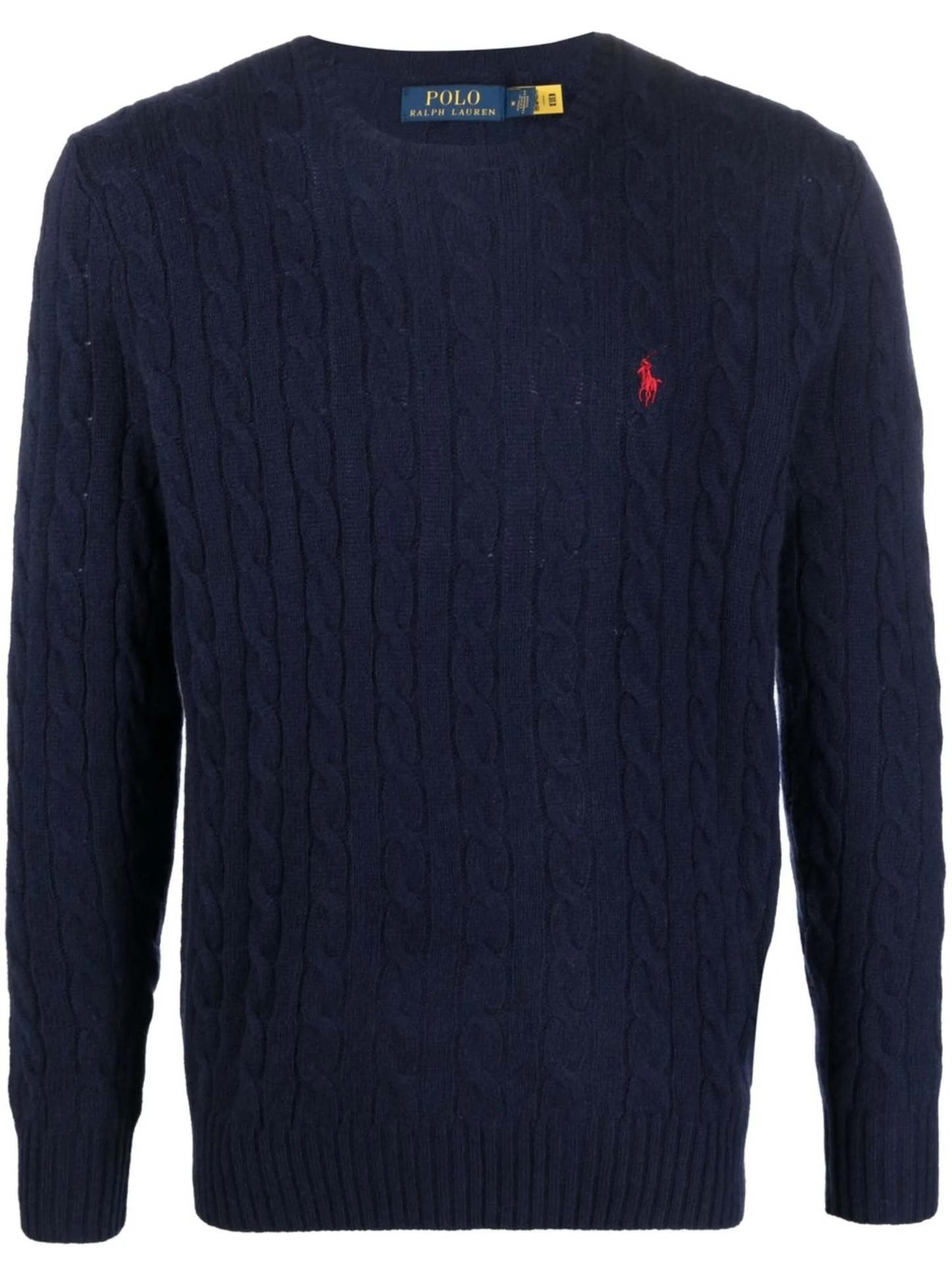 POLO  Men's Regular Fit Cable Wool and Cashmere Sweater-OSI