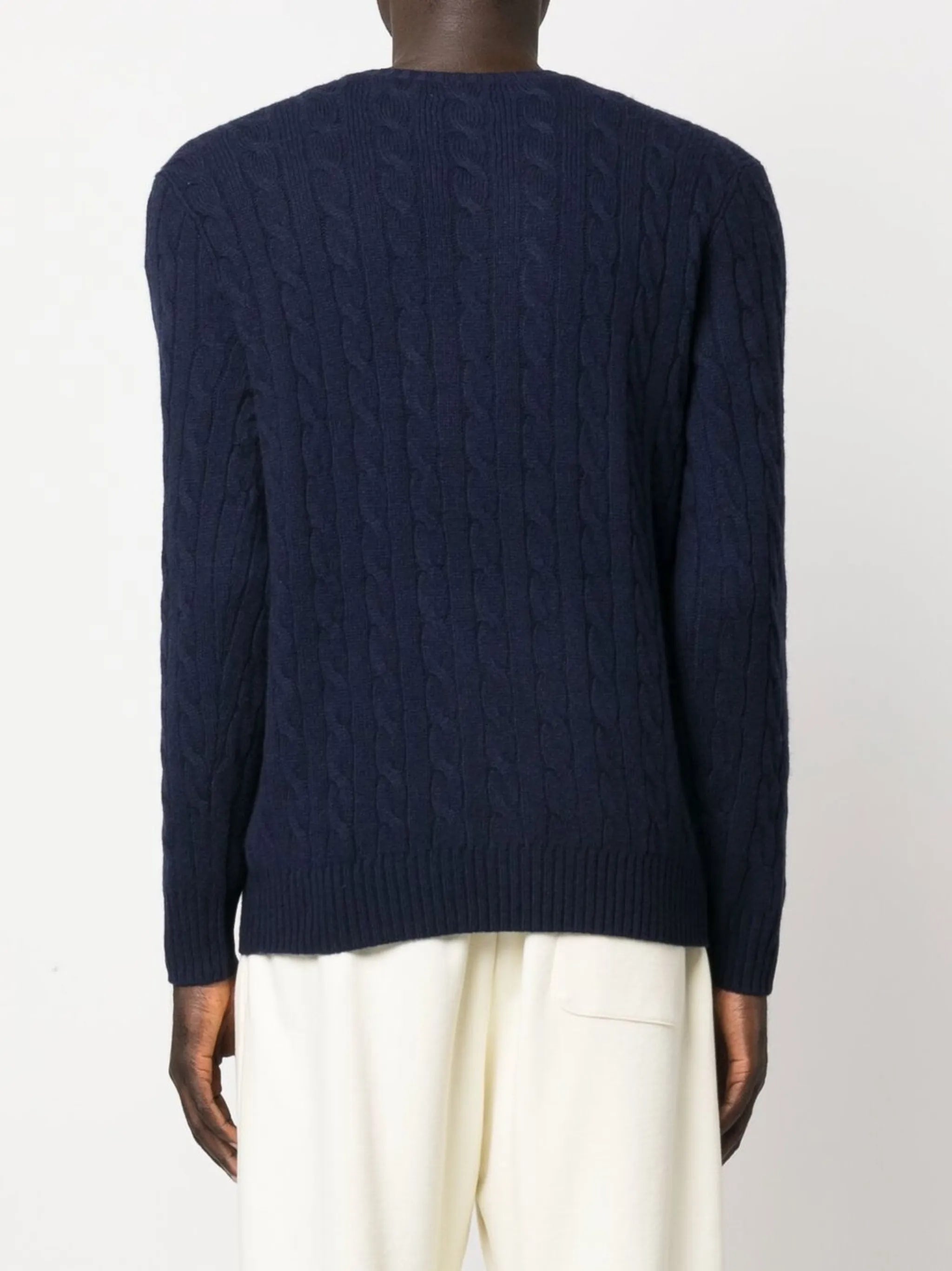 POLO  Men's Regular Fit Cable Wool and Cashmere Sweater-OSI