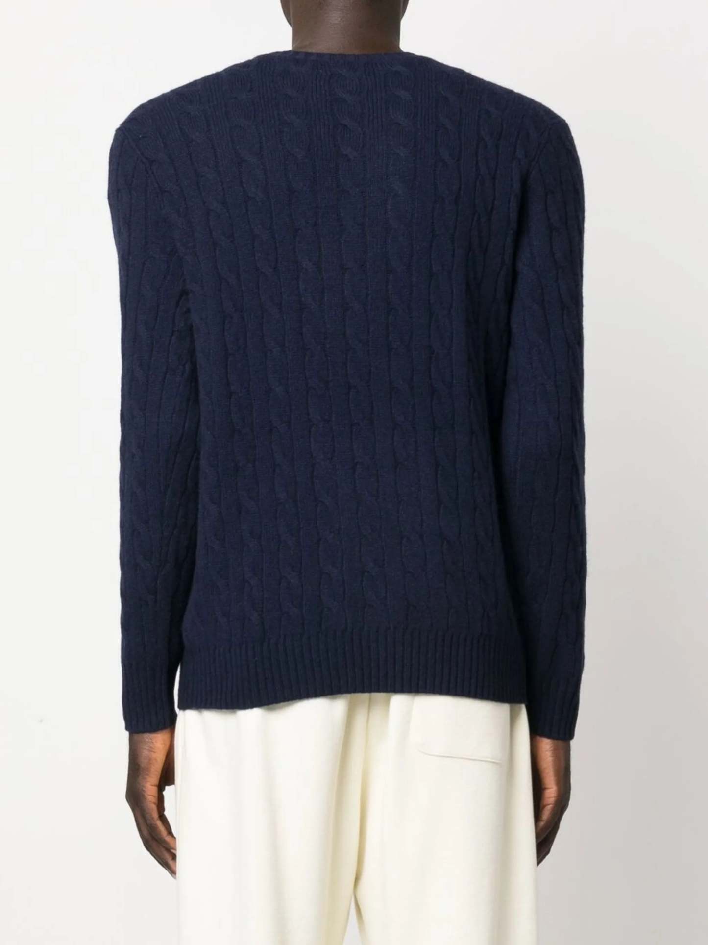 POLO  Men's Regular Fit Cable Wool and Cashmere Sweater-OSI