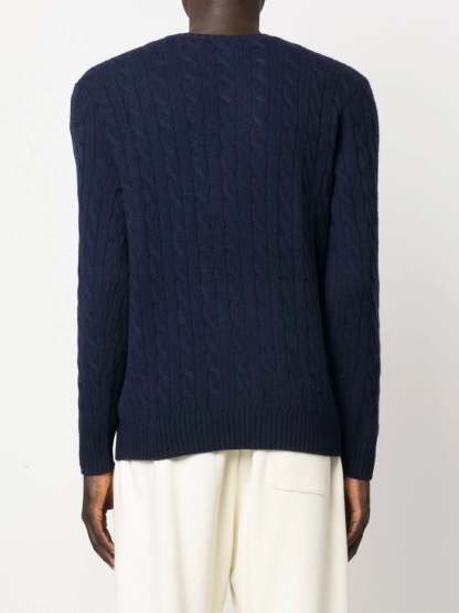 POLO  Men's Regular Fit Cable Wool and Cashmere Sweater-OSI