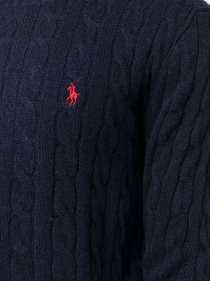 POLO  Men's Regular Fit Cable Wool and Cashmere Sweater-OSI