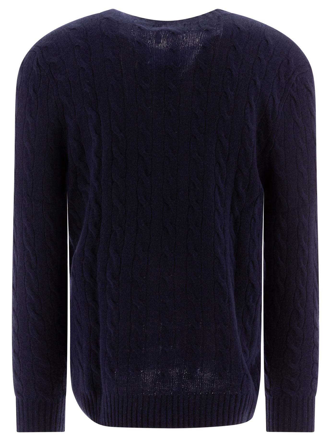 POLO  Wool and Cashmere Crewneck Sweater with Logo-OSI