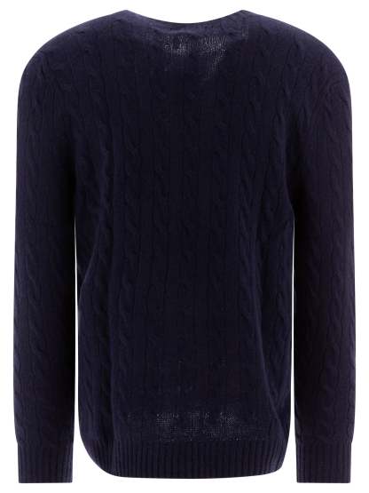 POLO  Wool and Cashmere Crewneck Sweater with Logo-OSI