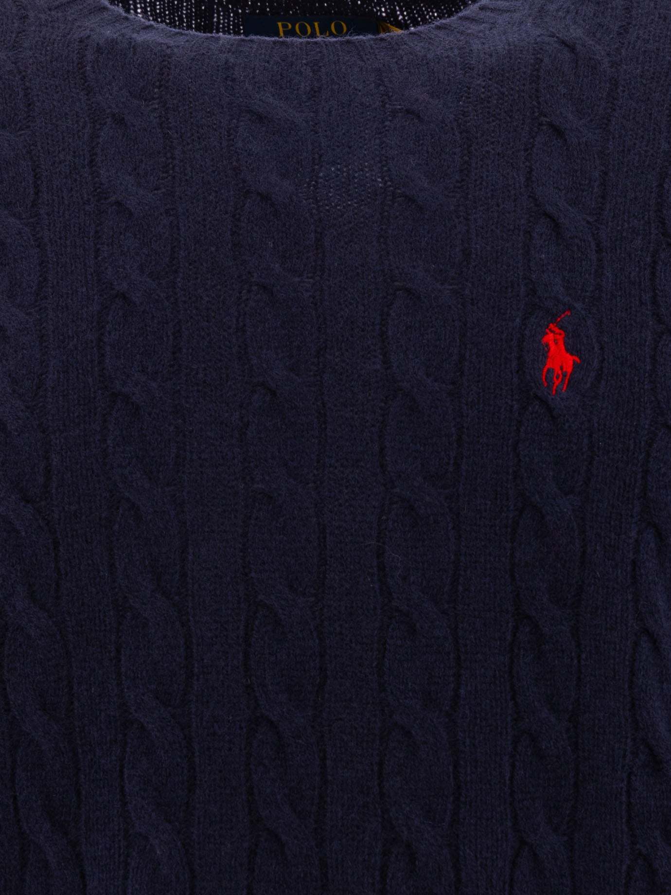 POLO  Wool and Cashmere Crewneck Sweater with Logo-OSI