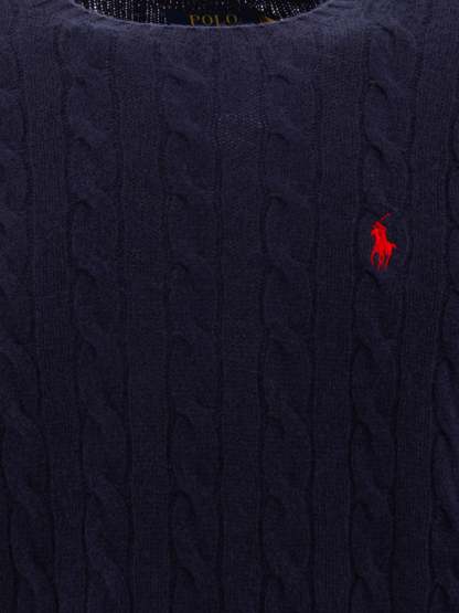 POLO  Wool and Cashmere Crewneck Sweater with Logo-OSI
