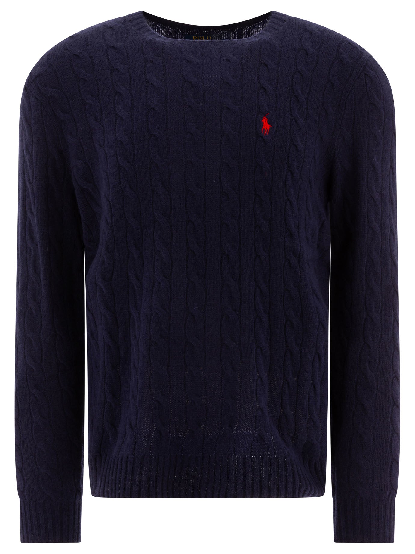 POLO  Wool and Cashmere Crewneck Sweater with Logo-OSI