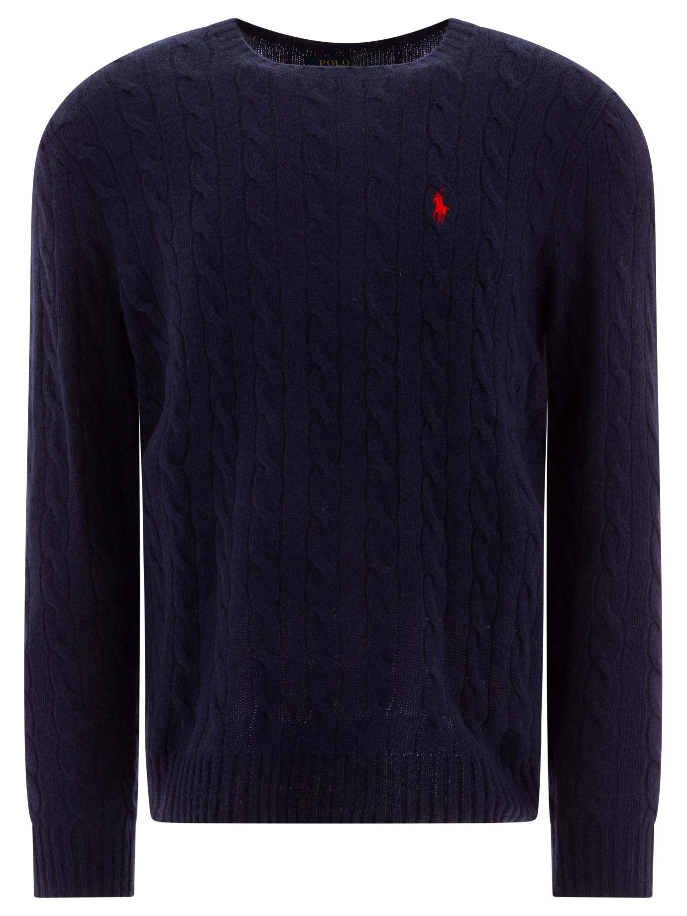 POLO  Wool and Cashmere Crewneck Sweater with Logo-OSI