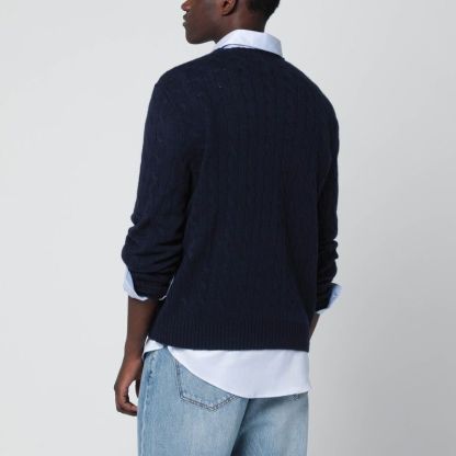 POLO  Cable Knit Jumper in Wool and Cashmere - Crew Neck, Long Sleeves-OSI