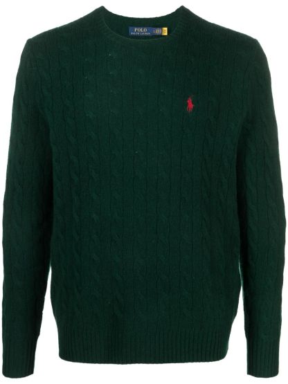 POLO  Wool and Cashmere Crewneck Sweater with Logo - Regular Fit-OSI