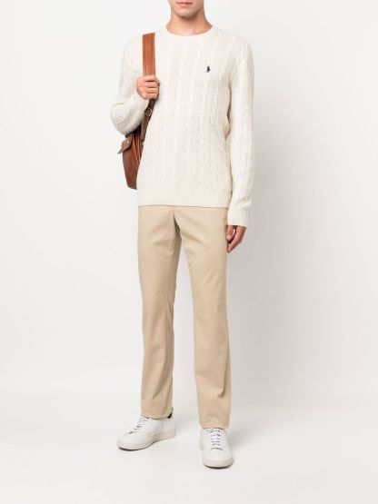 POLO  Wool and Cashmere Crewneck Sweater with Logo - Regular Fit-OSI