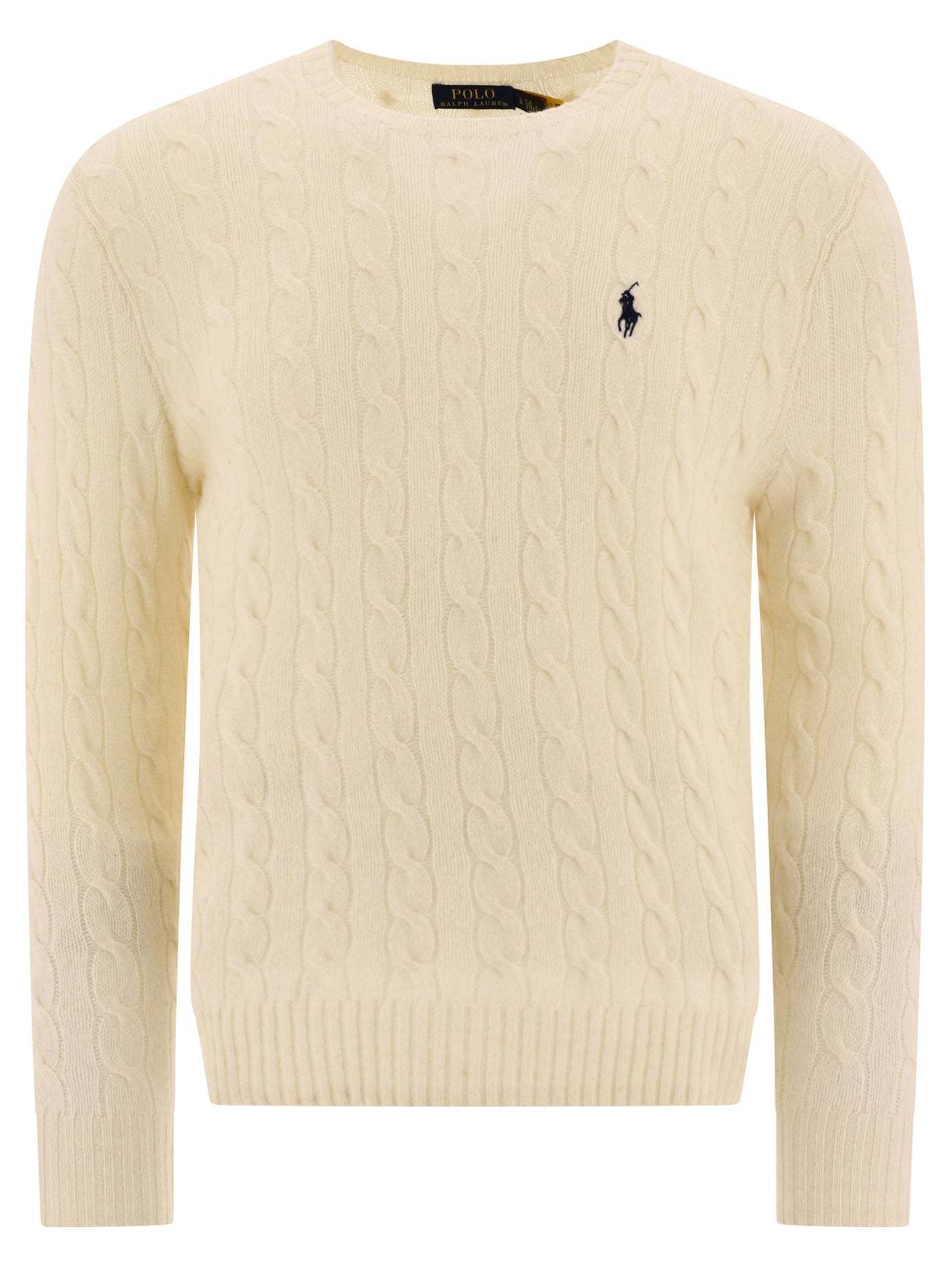 POLO  Wool and Cashmere Crewneck Sweater with Logo - Regular Fit-OSI