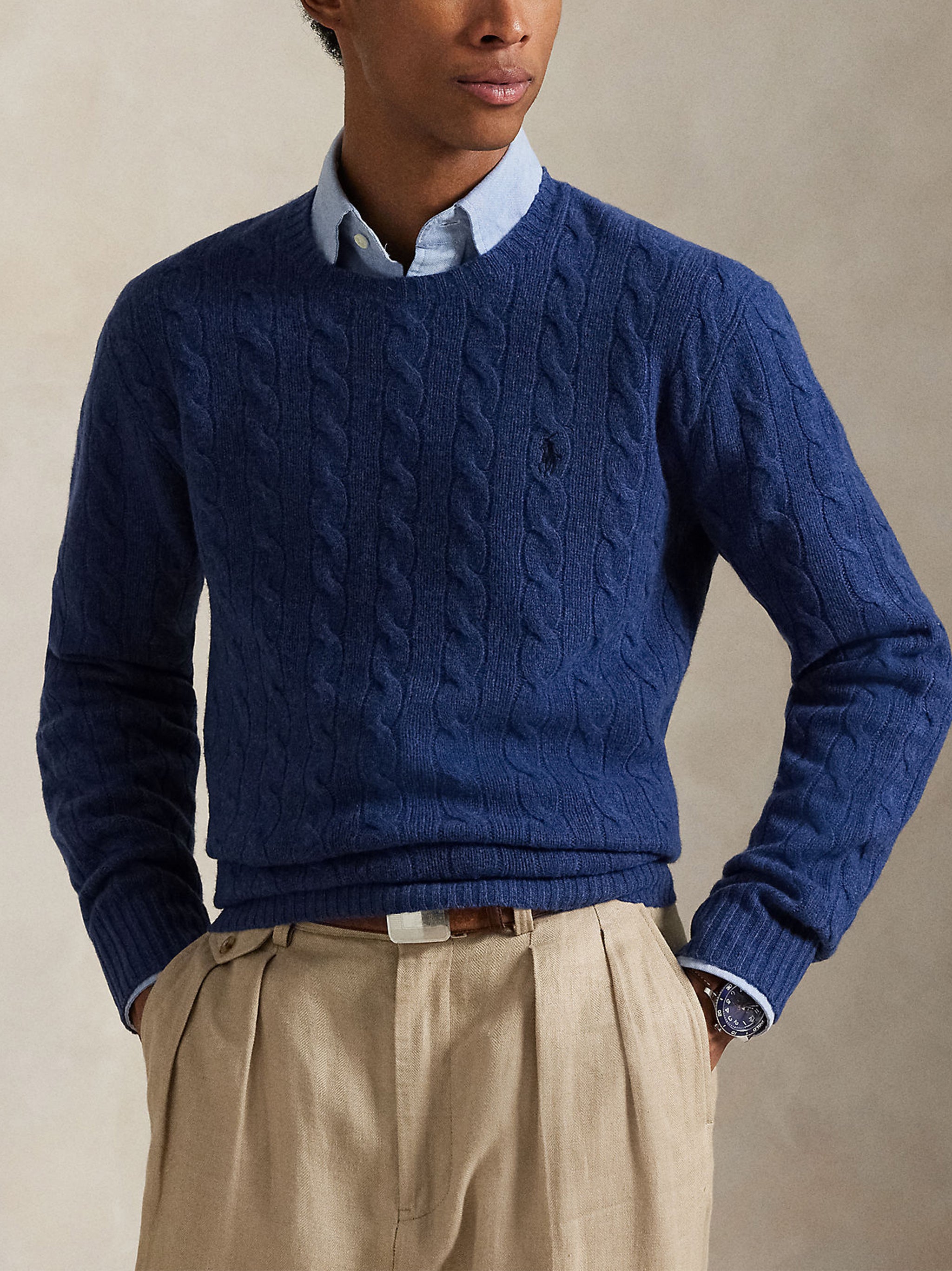 POLO  Men's Cable-Knit Wool-Cashmere Jumper-OSI