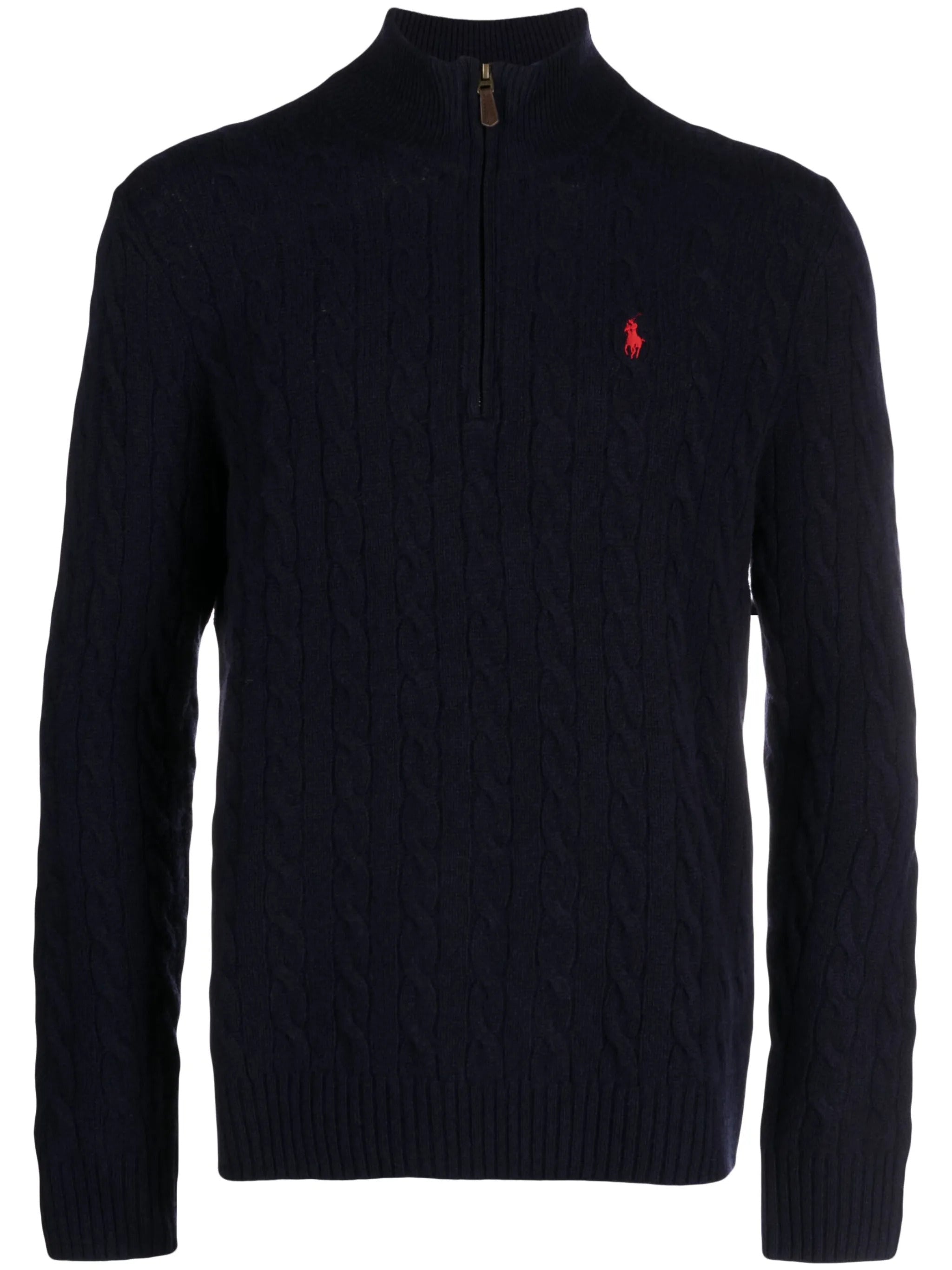 POLO  High-Neck Wool and Cashmere Sweater with Cable Knit Pattern-OSI