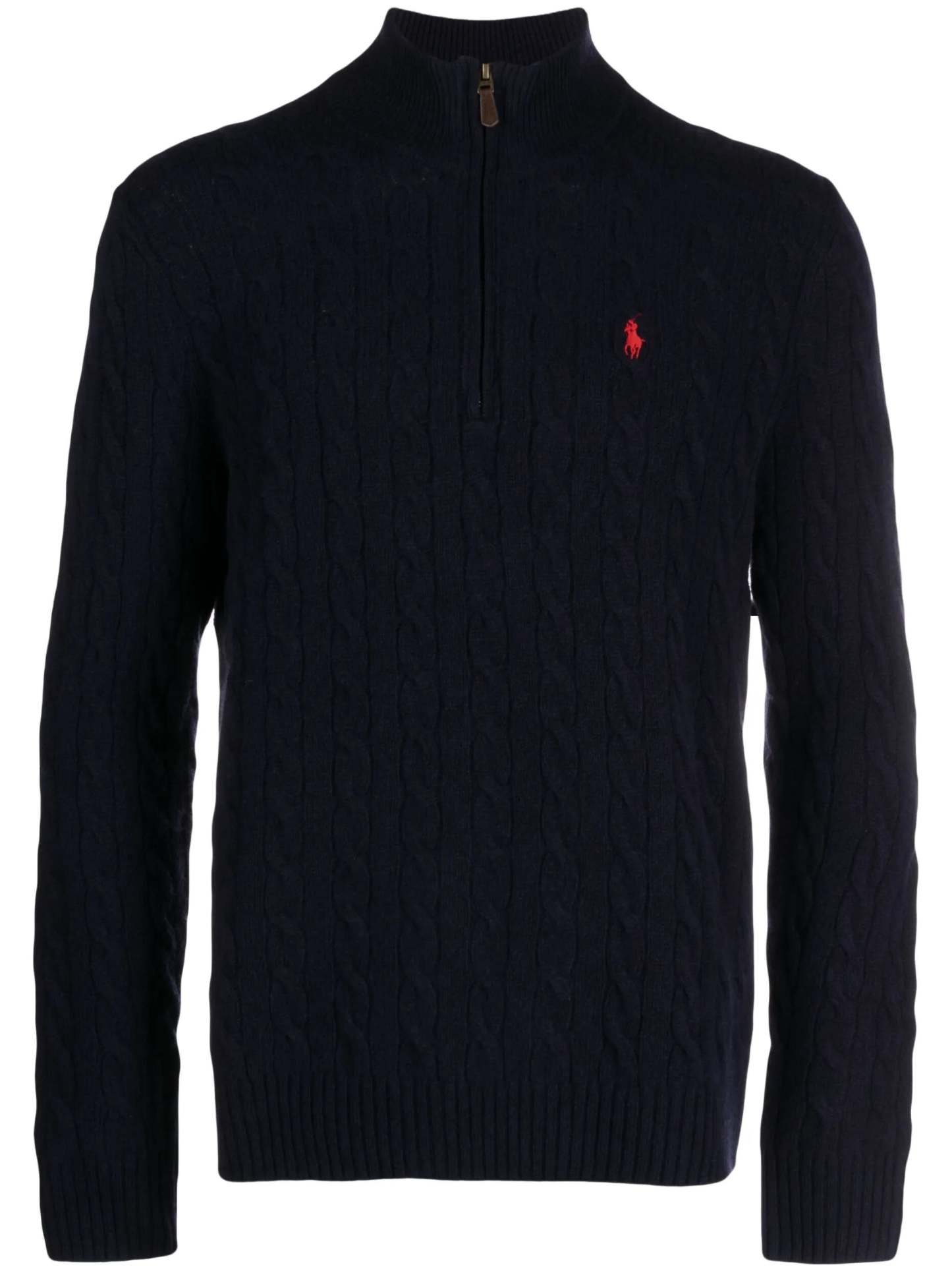 POLO  High-Neck Wool and Cashmere Sweater with Cable Knit Pattern-OSI