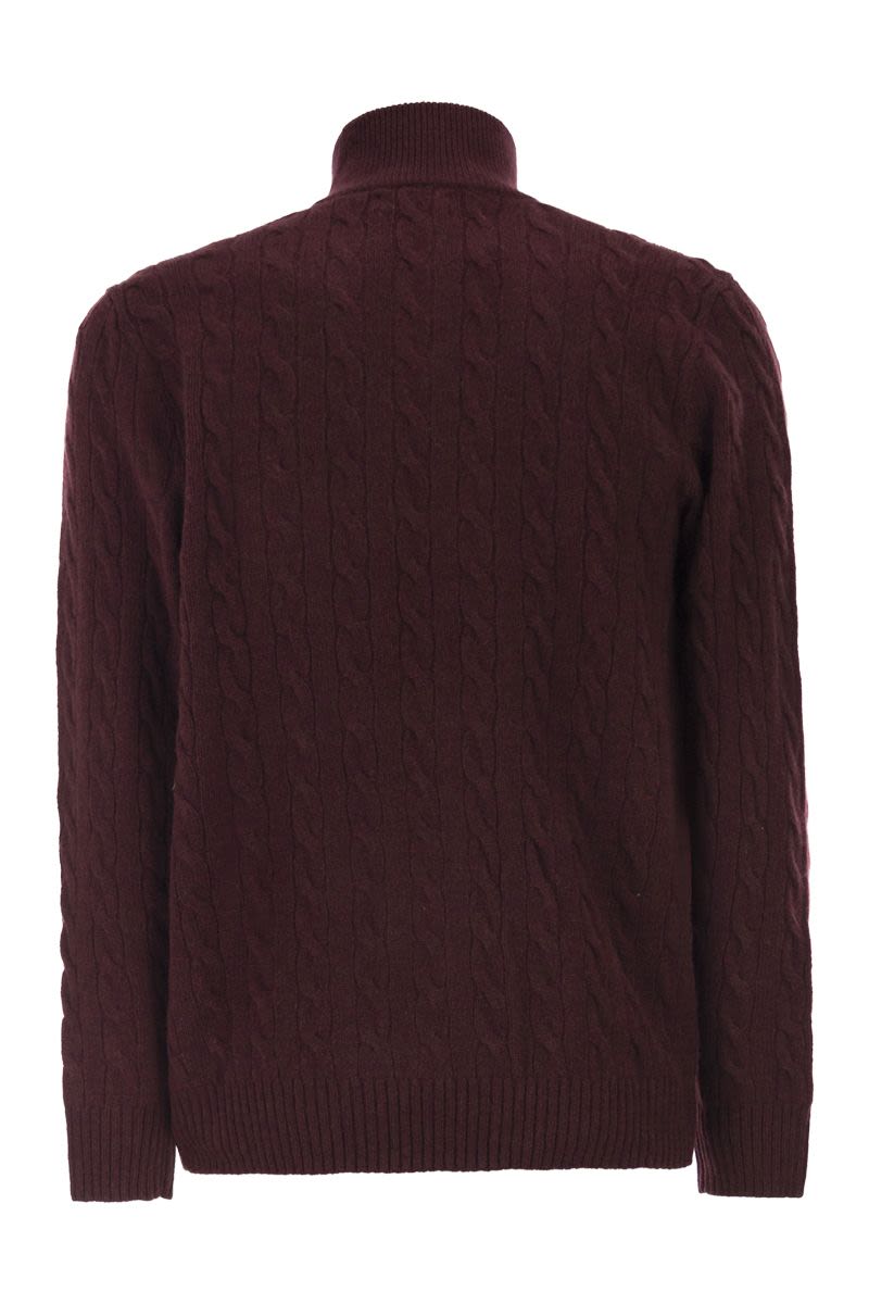 POLO  Men's Wool and Cashmere Cable Knit Quarter-Zip Sweater-OSI