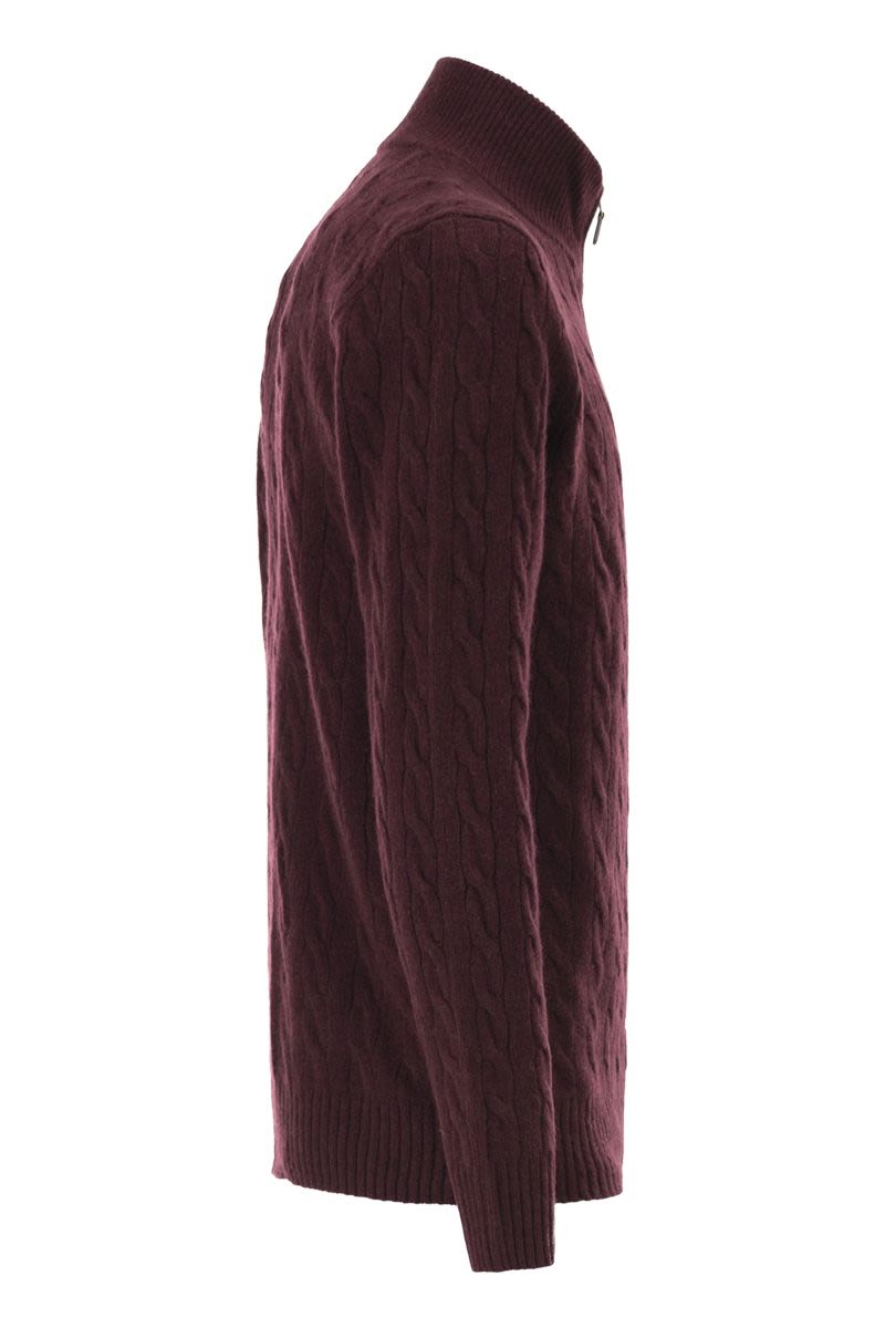 POLO  Men's Wool and Cashmere Cable Knit Quarter-Zip Sweater-OSI