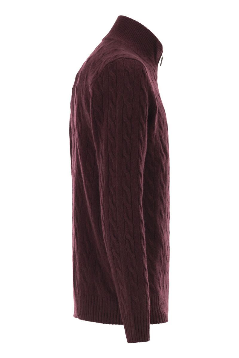 POLO  Men's Wool and Cashmere Cable Knit Quarter-Zip Sweater-OSI
