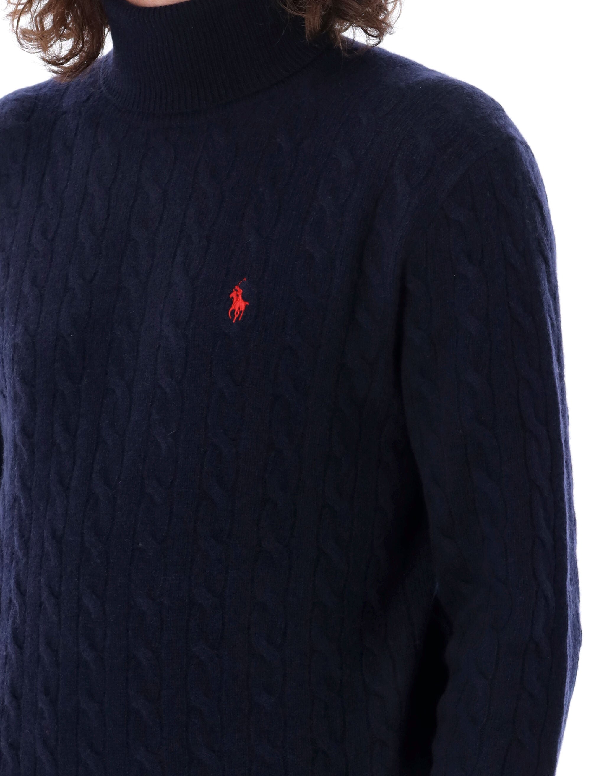 POLO  Men's Cable Knit High-Neck Sweater-OSI