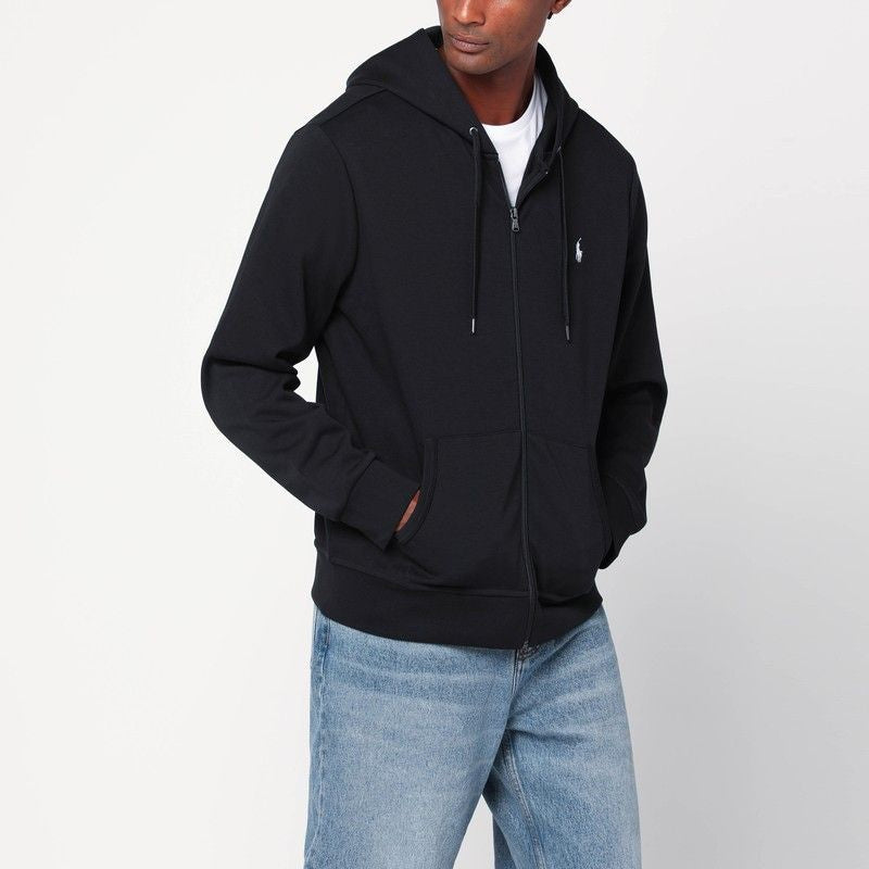 POLO  Men's Black Zip Sweatshirt with Hood-OSI