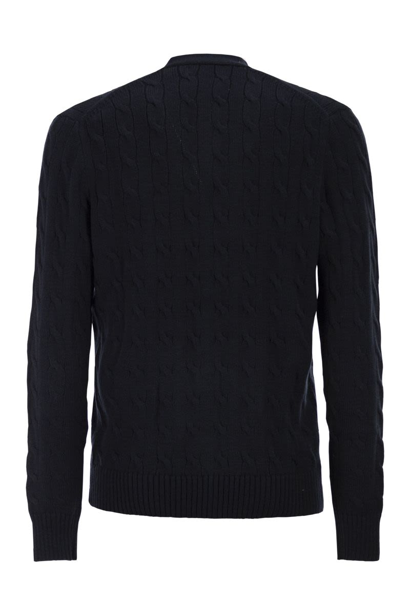 POLO  Cotton Cable Knit Cardigan for Men-OSI