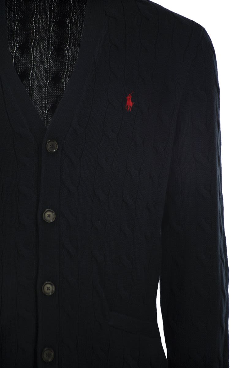 POLO  Cotton Cable Knit Cardigan for Men-OSI