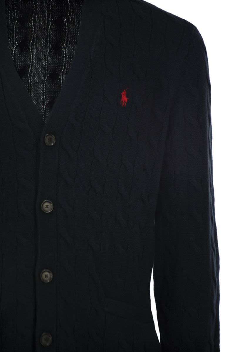 POLO  Cotton Cable Knit Cardigan for Men-OSI
