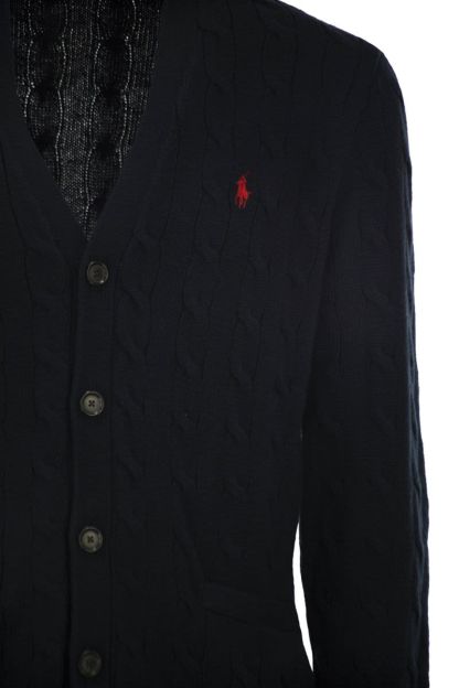 POLO  Cotton Cable Knit Cardigan for Men-OSI
