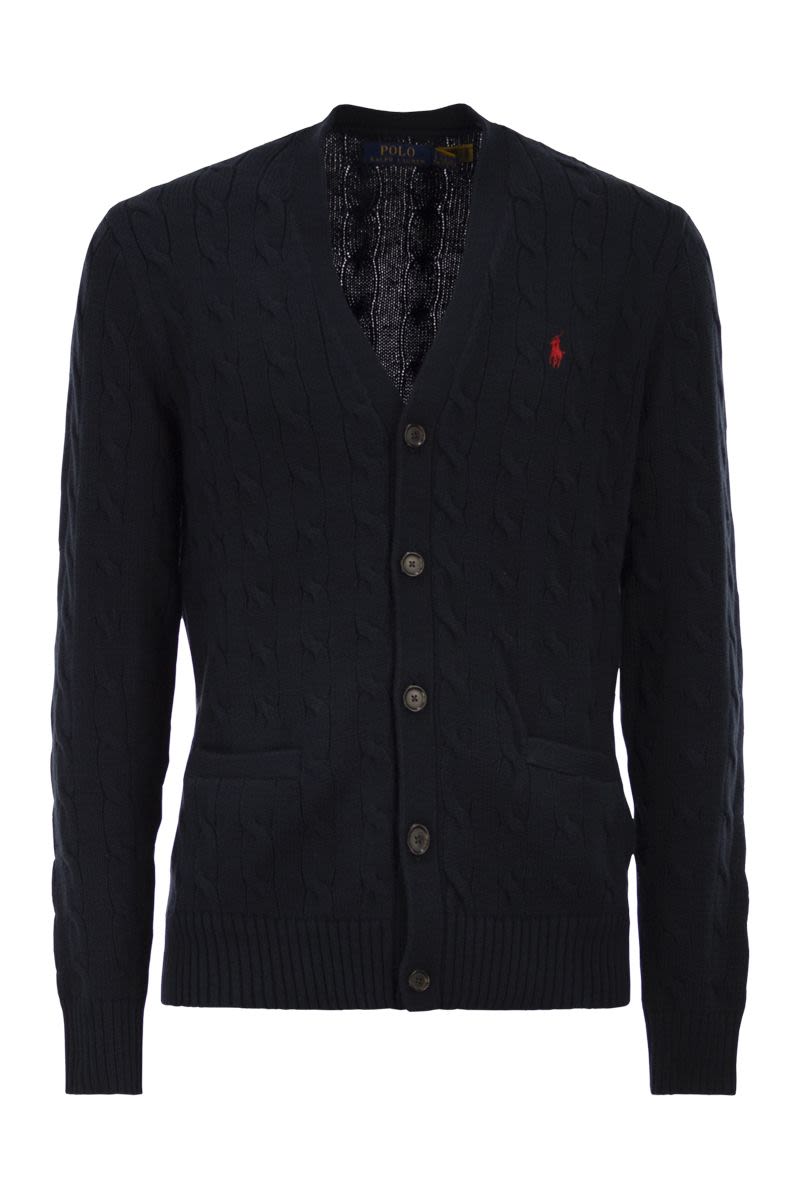 POLO  Cotton Cable Knit Cardigan for Men-OSI