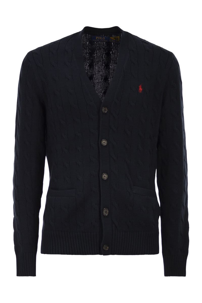 POLO  Cotton Cable Knit Cardigan for Men-OSI