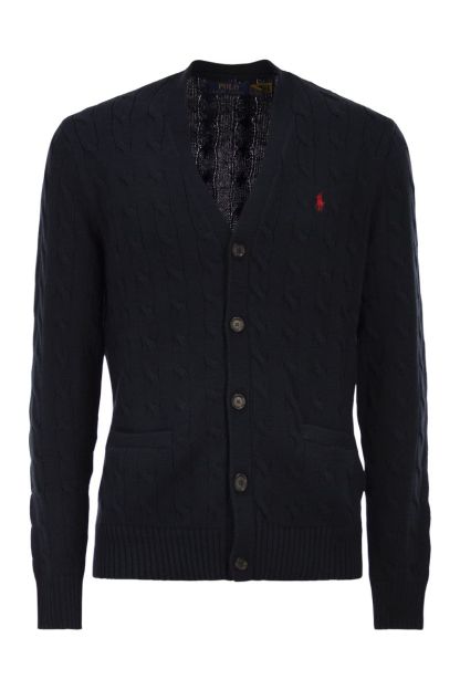 POLO  Cotton Cable Knit Cardigan for Men-OSI