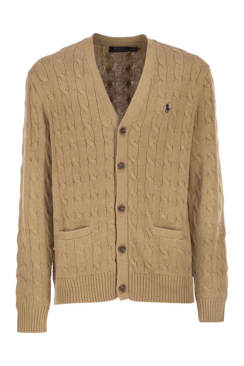 POLO  Cable Knit Cardigan for Men - V-Neck-OSI