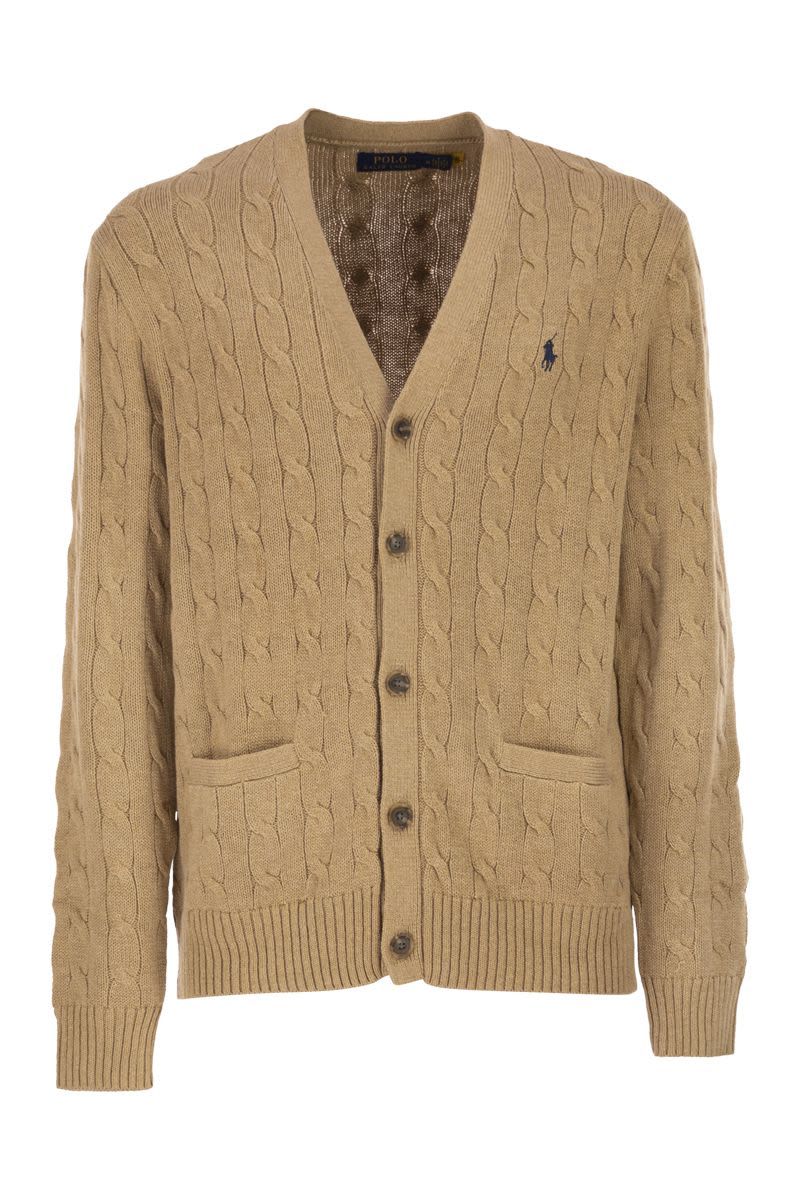 POLO  Cable Knit Cardigan for Men - V-Neck-OSI