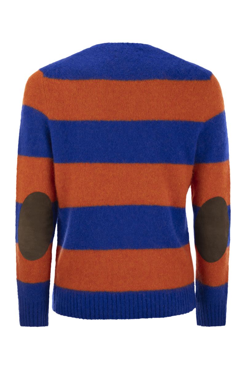 POLO  Striped T-Shirt with Suede Patches for Men-OSI