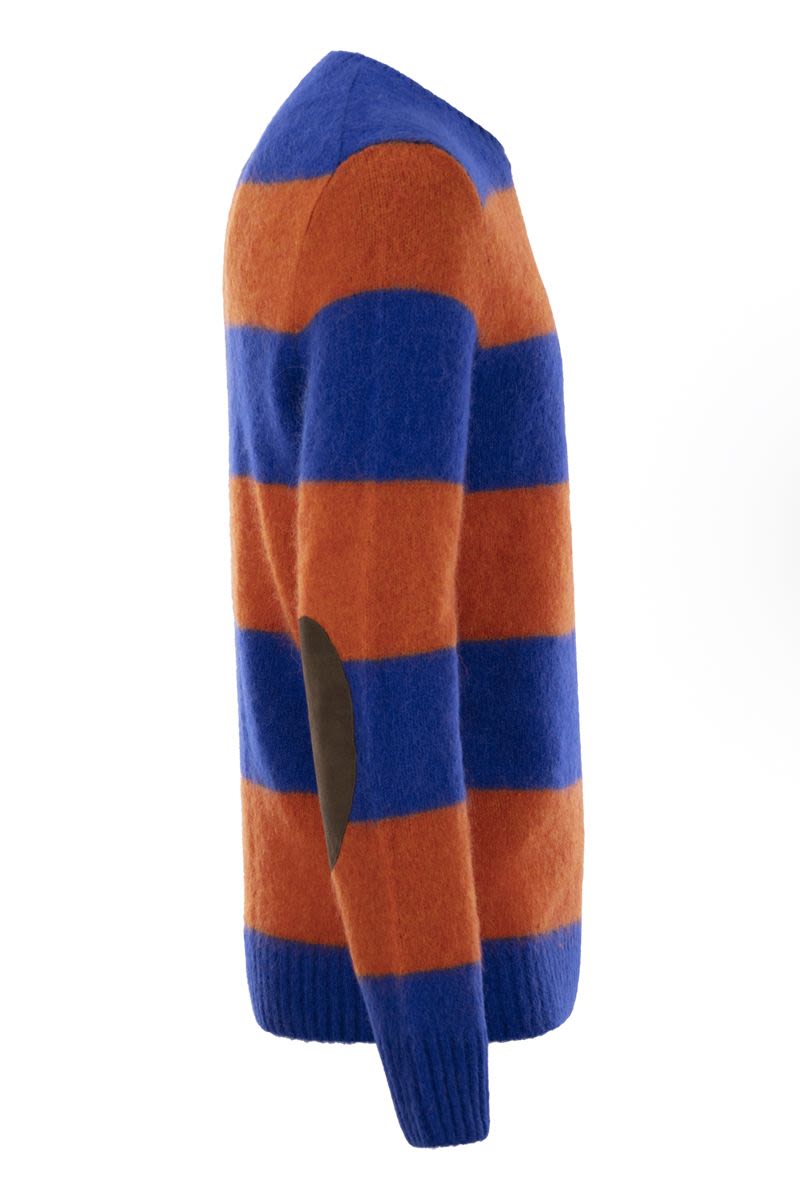 POLO  Striped T-Shirt with Suede Patches for Men-OSI