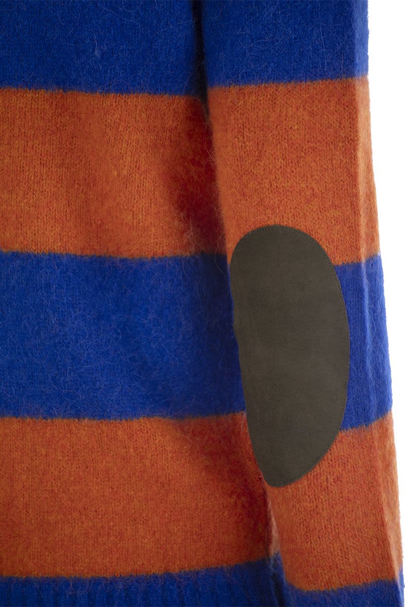 POLO  Striped T-Shirt with Suede Patches for Men-OSI