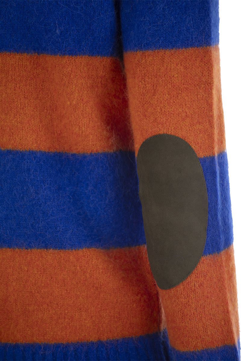 POLO  Striped T-Shirt with Suede Patches for Men-OSI