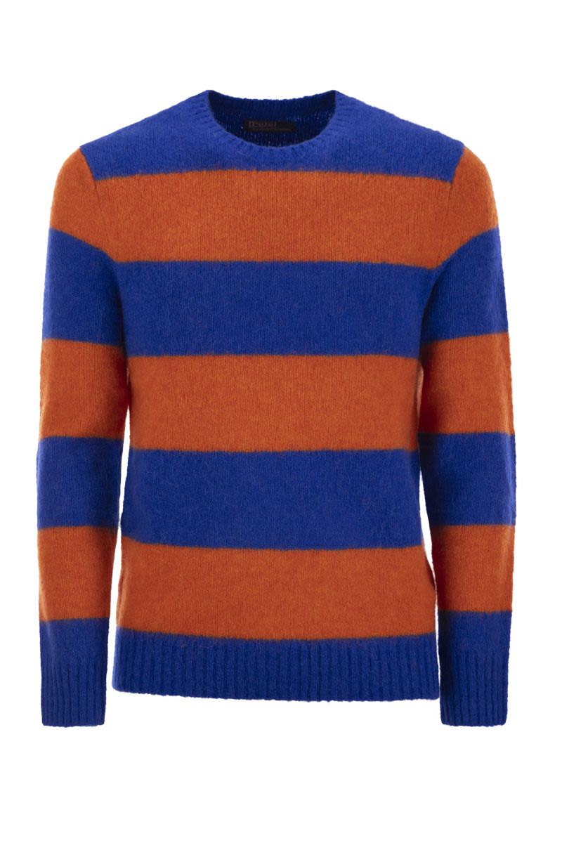 POLO  Striped T-Shirt with Suede Patches for Men-OSI