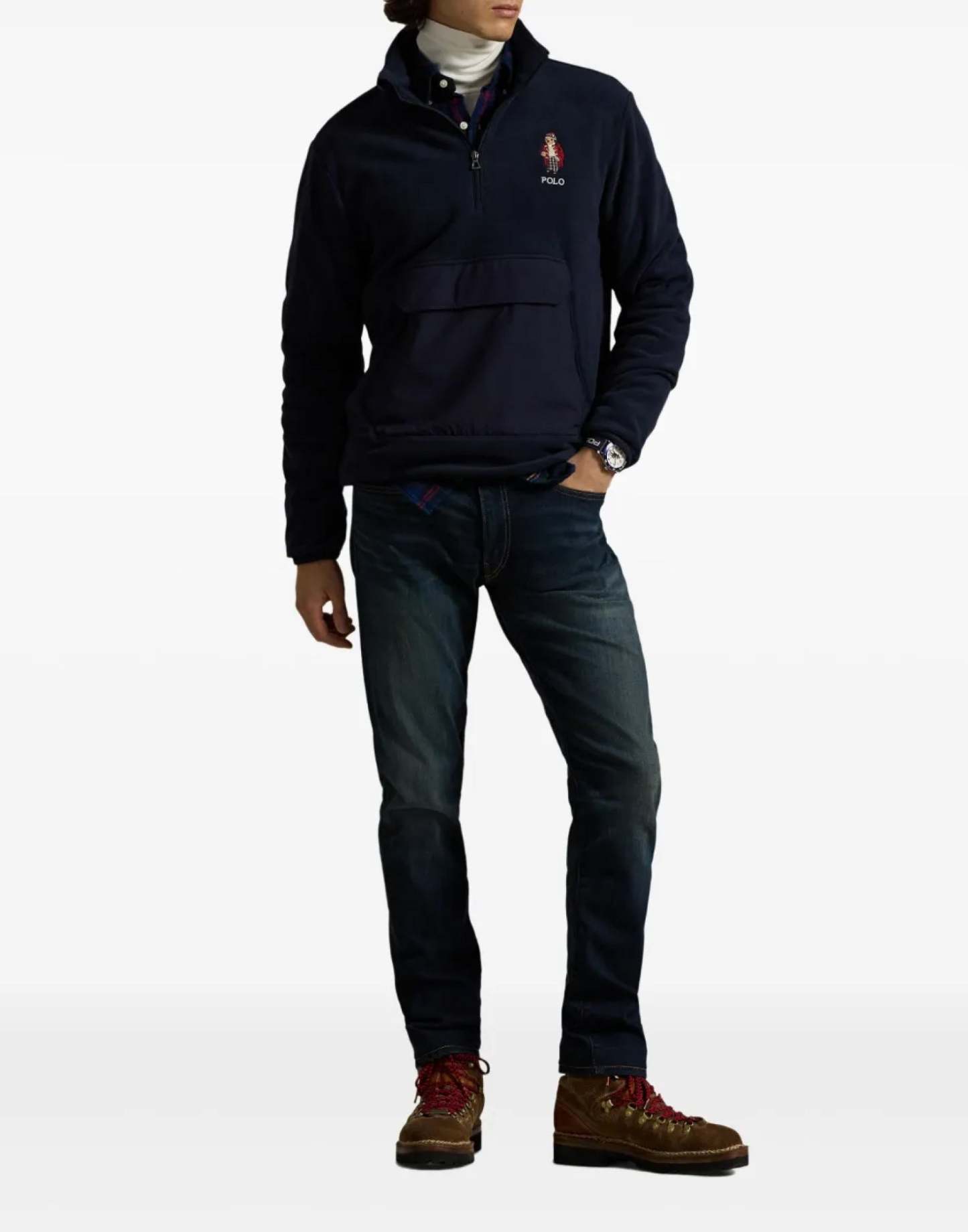 POLO  Fleece Hybrid Sweatshirt with Holiday Bear - Long Sleeve-OSI