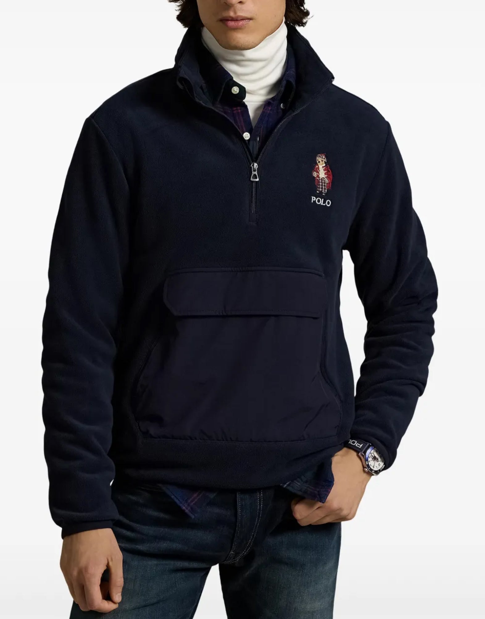 POLO  Fleece Hybrid Sweatshirt with Holiday Bear - Long Sleeve-OSI