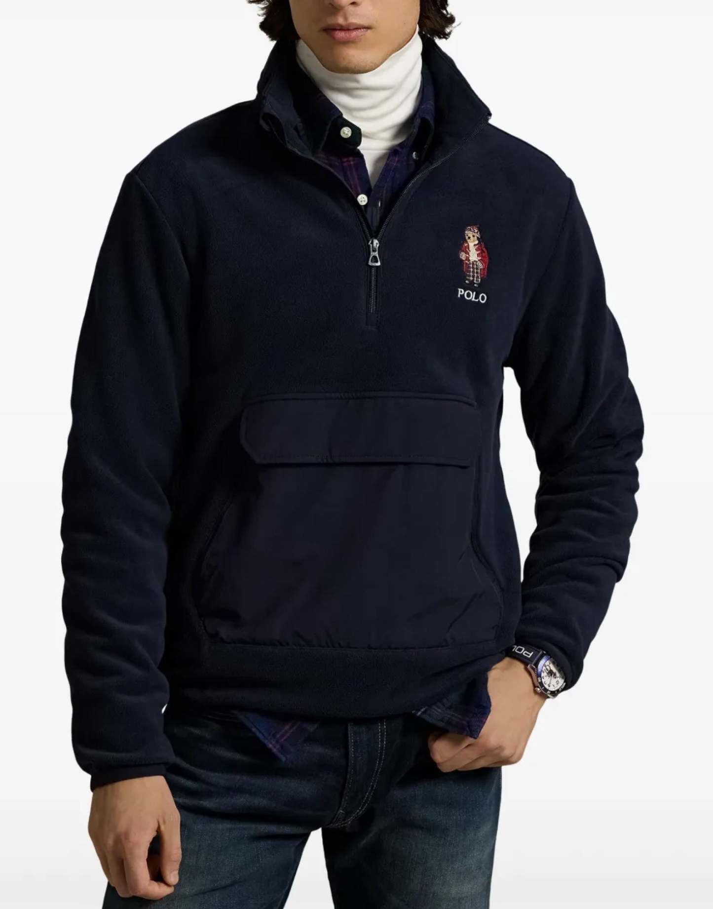 POLO  Fleece Hybrid Sweatshirt with Holiday Bear - Long Sleeve-OSI