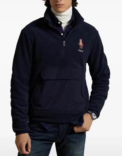 POLO  Fleece Hybrid Sweatshirt with Holiday Bear - Long Sleeve-OSI