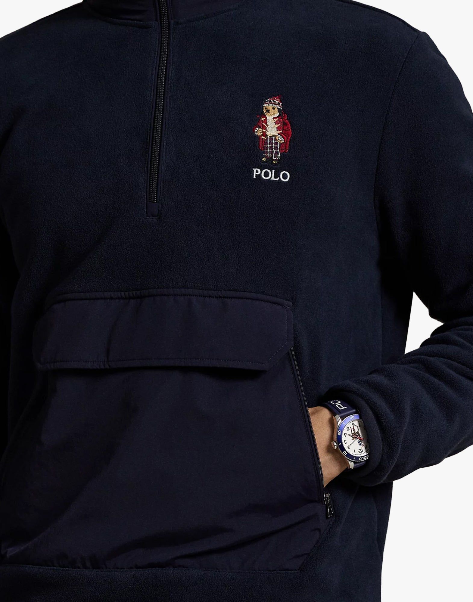POLO  Fleece Hybrid Sweatshirt with Holiday Bear - Long Sleeve-OSI