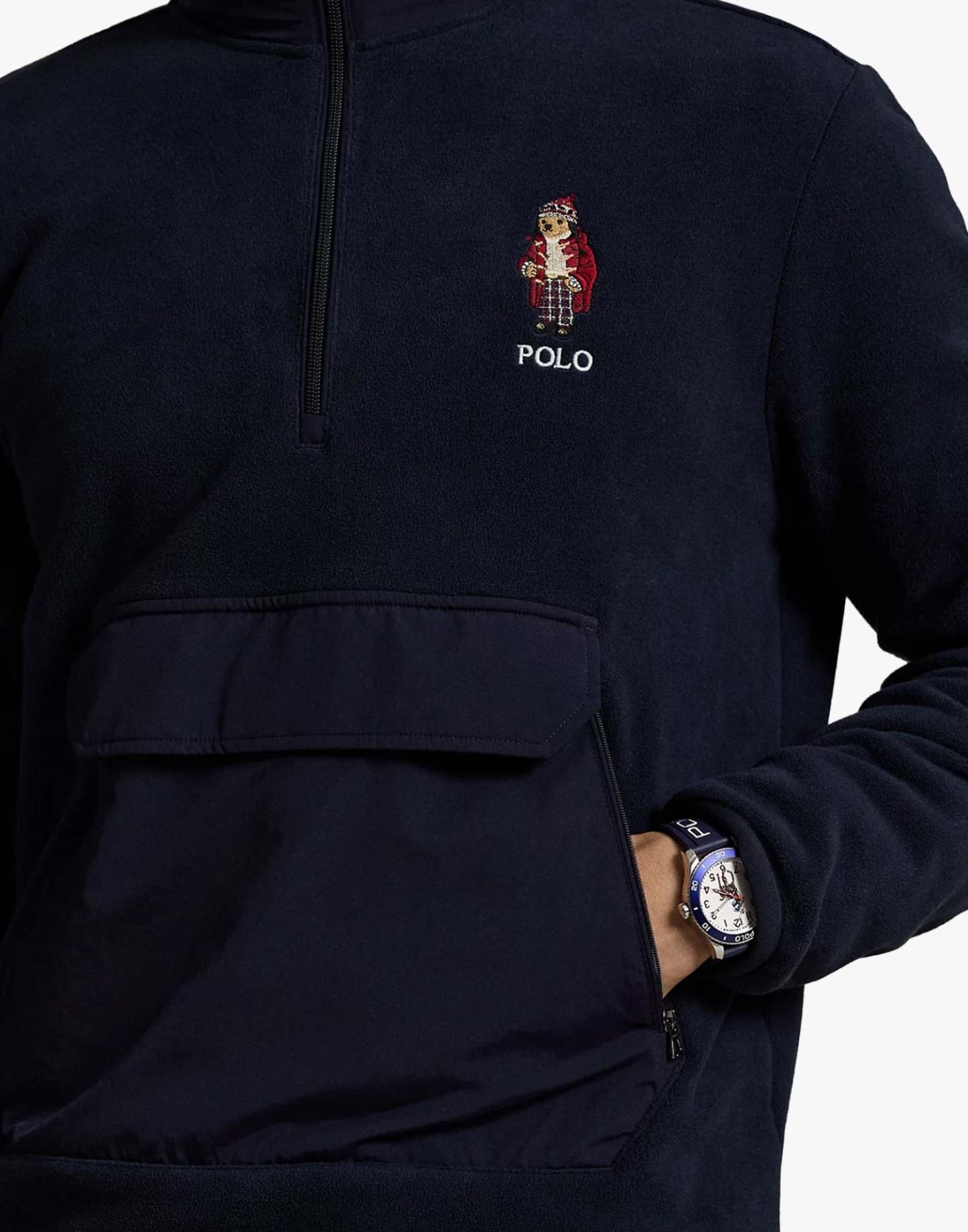 POLO  Fleece Hybrid Sweatshirt with Holiday Bear - Long Sleeve-OSI