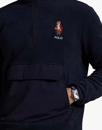 POLO  Fleece Hybrid Sweatshirt with Holiday Bear - Long Sleeve-OSI