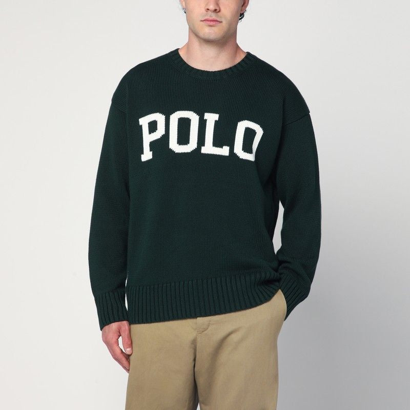 POLO  Big-Fit Crew Neck Sweater with Inlaid Logo-OSI