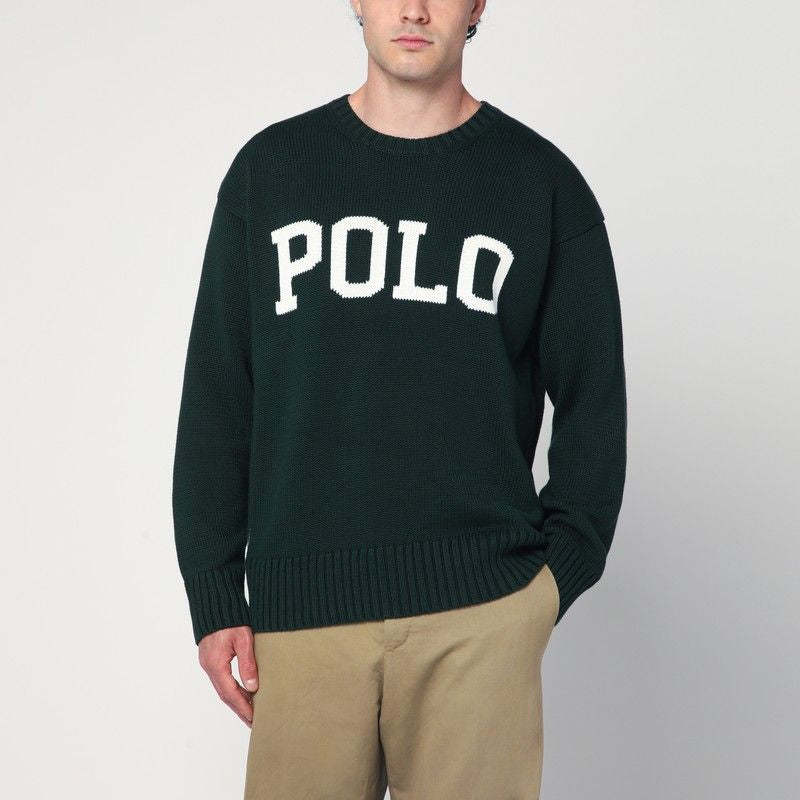 POLO  Big-Fit Crew Neck Sweater with Inlaid Logo-OSI