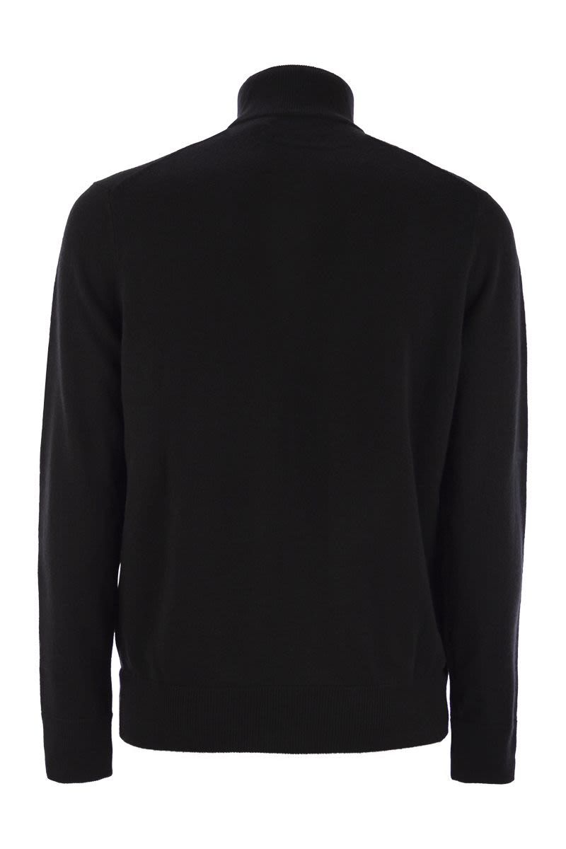POLO  Wool Zip-Up Sweater with Mock Neck - Regular Fit-OSI