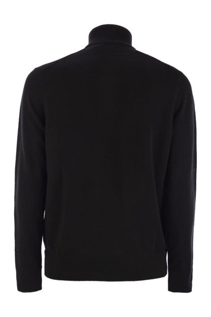 POLO  Wool Zip-Up Sweater with Mock Neck - Regular Fit-OSI