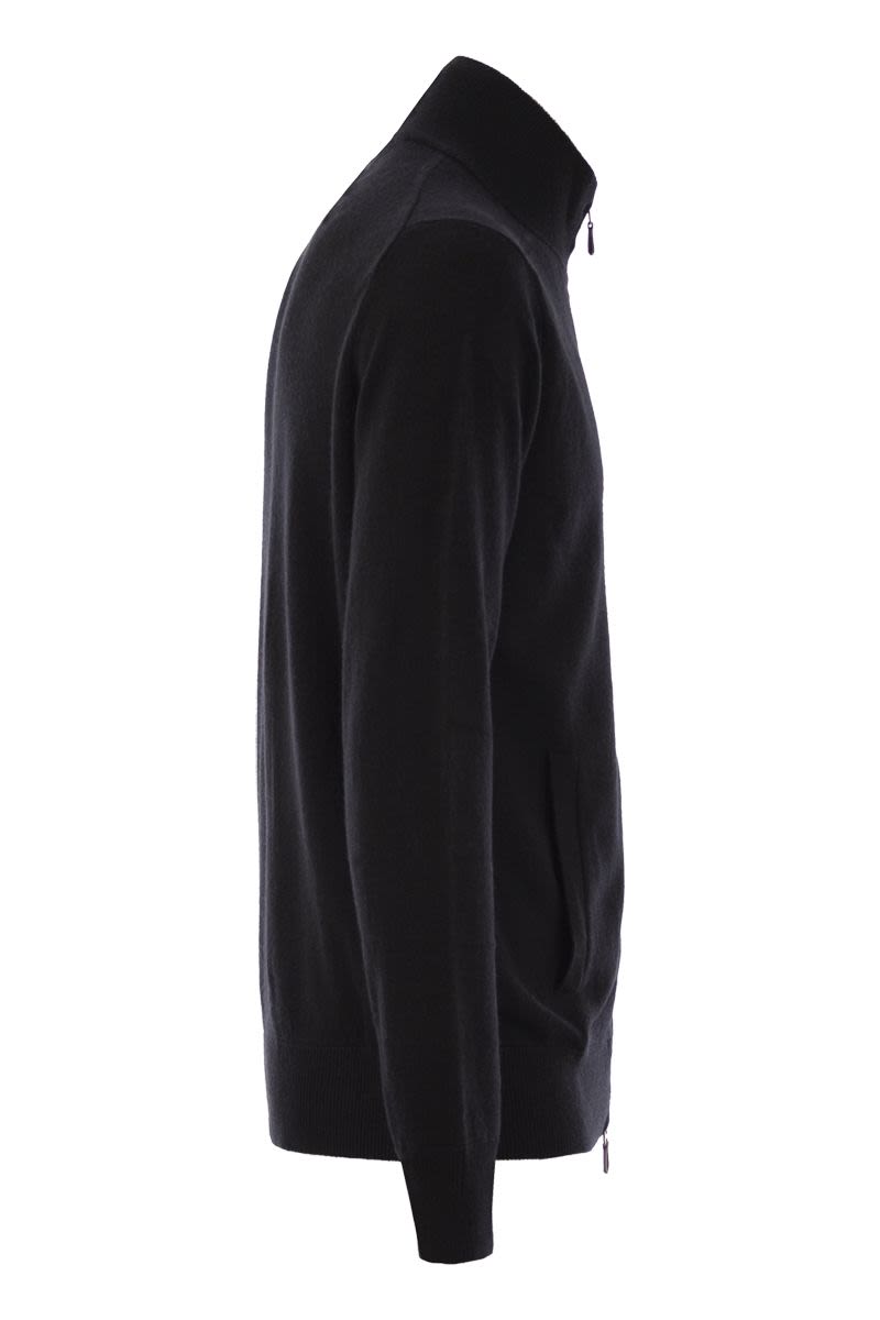 POLO  Wool Zip-Up Sweater with Mock Neck - Regular Fit-OSI