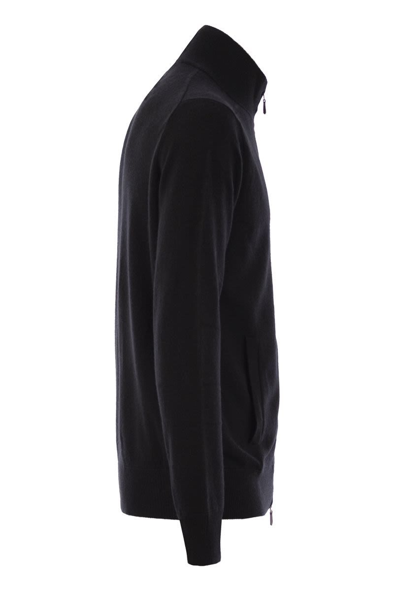 POLO  Wool Zip-Up Sweater with Mock Neck - Regular Fit-OSI